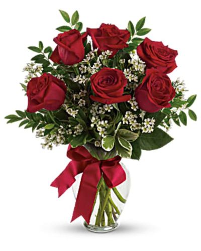 <div id="mark-2" class="m-pdp-tabs-marketing-description">Somebody's gonna get a beautiful surprise. Imagine her smile when this lovely bouquet of roses arrives at her door - for no special reason at all. Except that you love her. You are going to be such a hero.</div>
<div id="desc-2">
<ul>
 	<li>This charming bouquet includes red roses accented with white waxflower, huckleberry and pittosporum along with a red satin ribbon.</li>
 	<li>Delivered in a clear glass vase</li>
 	<li>Standard includes 3 glorious red roses, deluxe has 6 wonderful blooms while premium features an exquisite 9 roses.</li>
</ul>
</div>