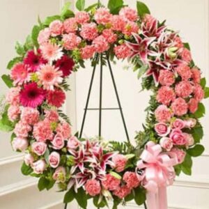 Serene Sympathies Standing Wreath - Pink